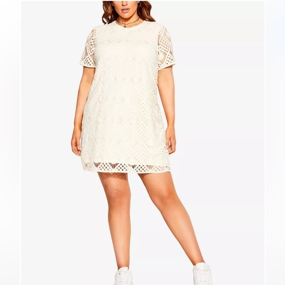 CITY CHIC Trendy Plus Size Crochet Vibes Mini Dress Size XXL 24 - Picture 2 of 6